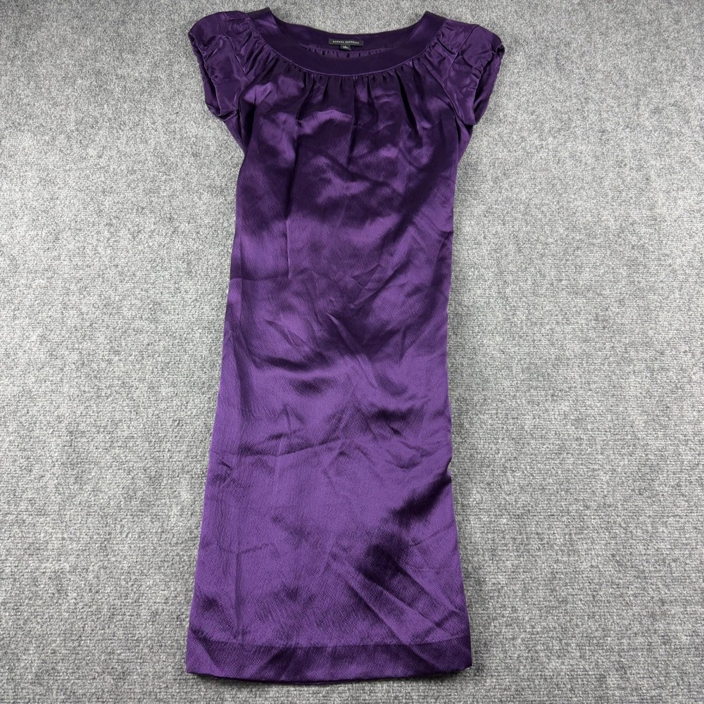 Banana Republic Dress Womens S Purple 100% Silk Cap Sleeve Belted Cocktail Shift